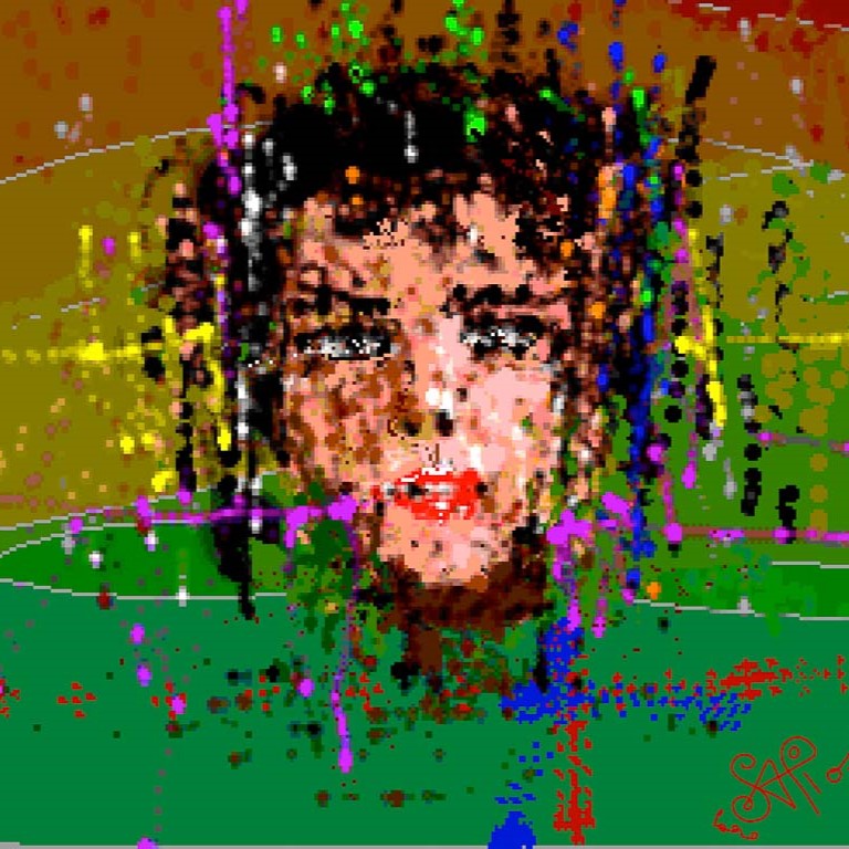 Portrait painted with Deluxe Paint on an Amiga computer.